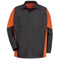 Workwear Outfitters Men's Long Sleeve Two-Tone Crew Shirt Charcoal/Orange, Large SY10CO-RG-L